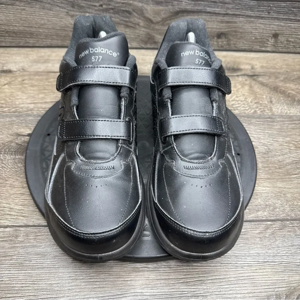 New Balance 577 Dual Strap Leather Walking Shoe Men 10.5 D Black MW577VK